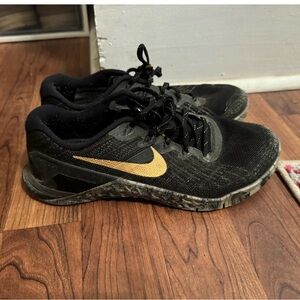 Nike Black and Gold Metcons